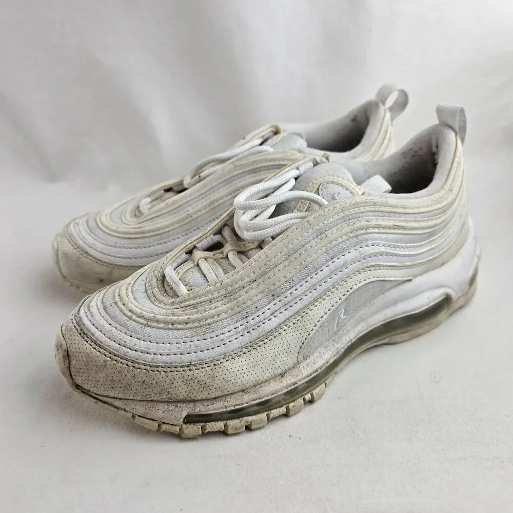 Nike Air Max 97 Shoes Youth 4Y White Silver Running Sneakers 921522-100 Kids